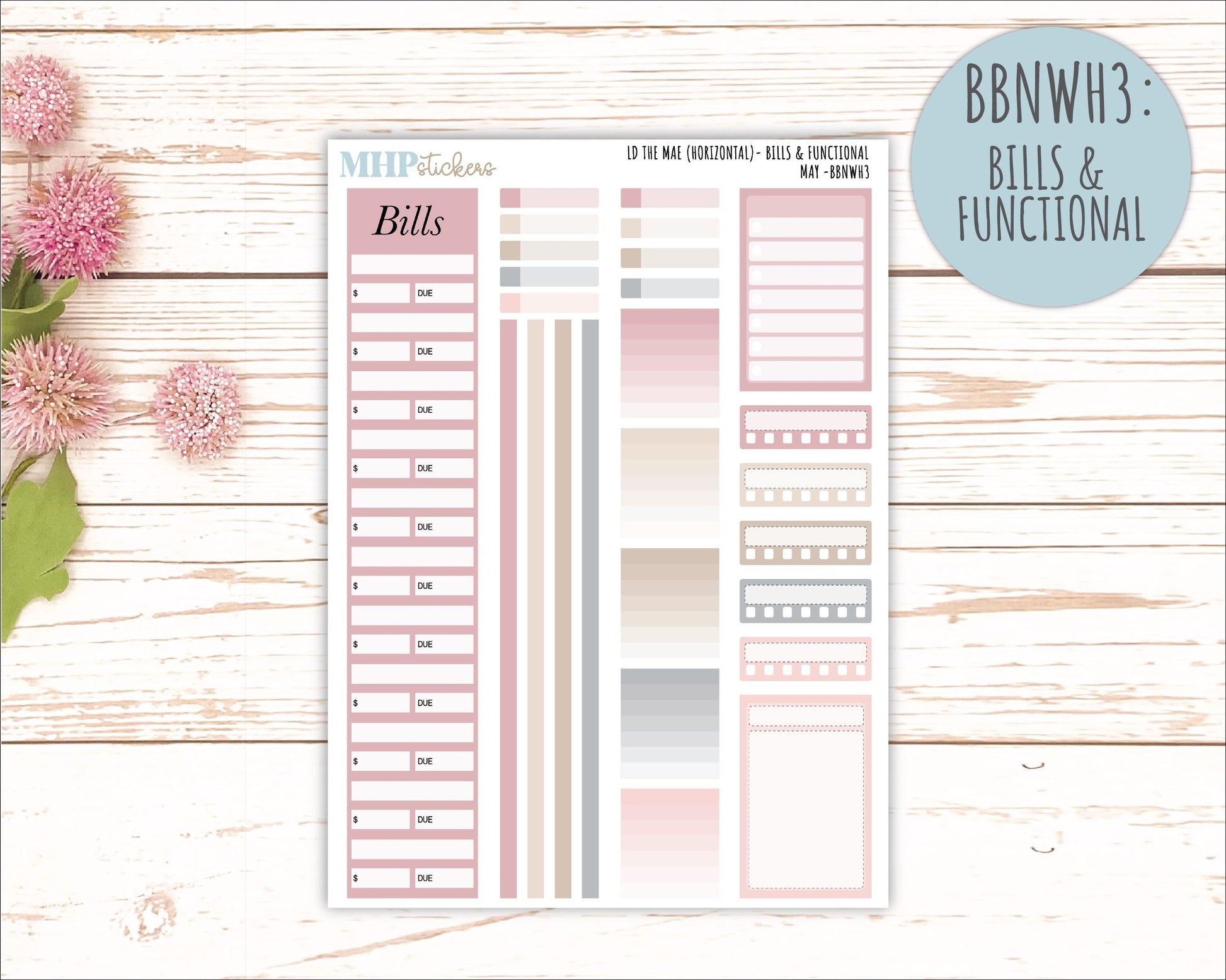 MAY Stickers for The Mae & Kristy Laurel Denise Planners (formerly Book Bound Planner). Neutral Color || BBN