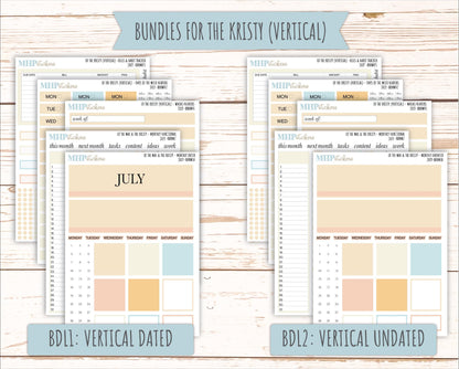 JULY Stickers for The Mae & Kristy Laurel Denise Planners (formerly Book Bound Planner). Neutral Color || BBN
