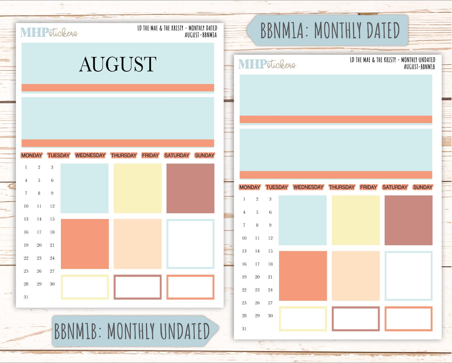 AUGUST Stickers for The Mae & Kristy Laurel Denise Planners (formerly Book Bound Planner). Neutral Color || BBN