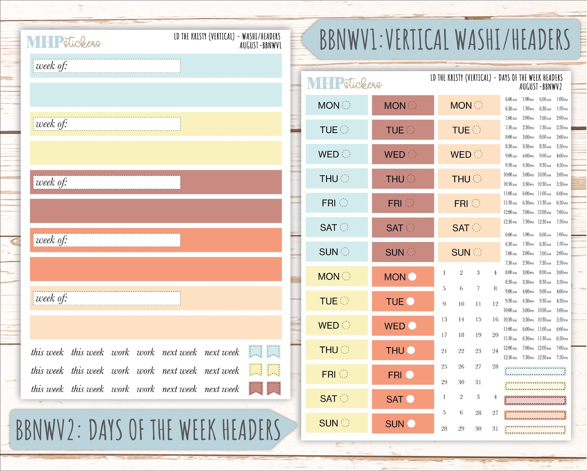 AUGUST Stickers for The Mae & Kristy Laurel Denise Planners (formerly Book Bound Planner). Neutral Color || BBN