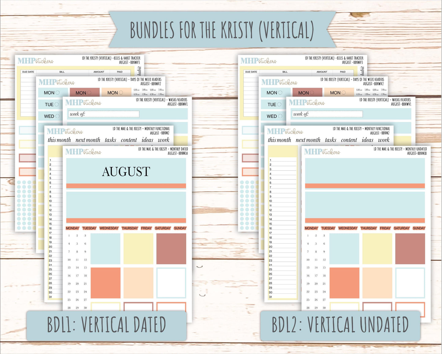 AUGUST Stickers for The Mae & Kristy Laurel Denise Planners (formerly Book Bound Planner). Neutral Color || BBN