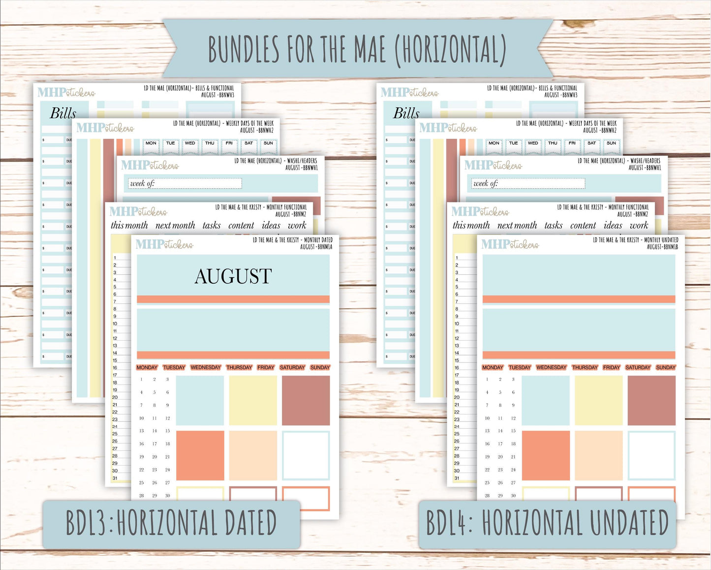 AUGUST Stickers for The Mae & Kristy Laurel Denise Planners (formerly Book Bound Planner). Neutral Color || BBN