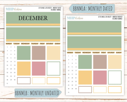 DECEMBER Stickers for The Mae & Kristy Laurel Denise Planners (formerly Book Bound Planner). Neutral Color || BBN