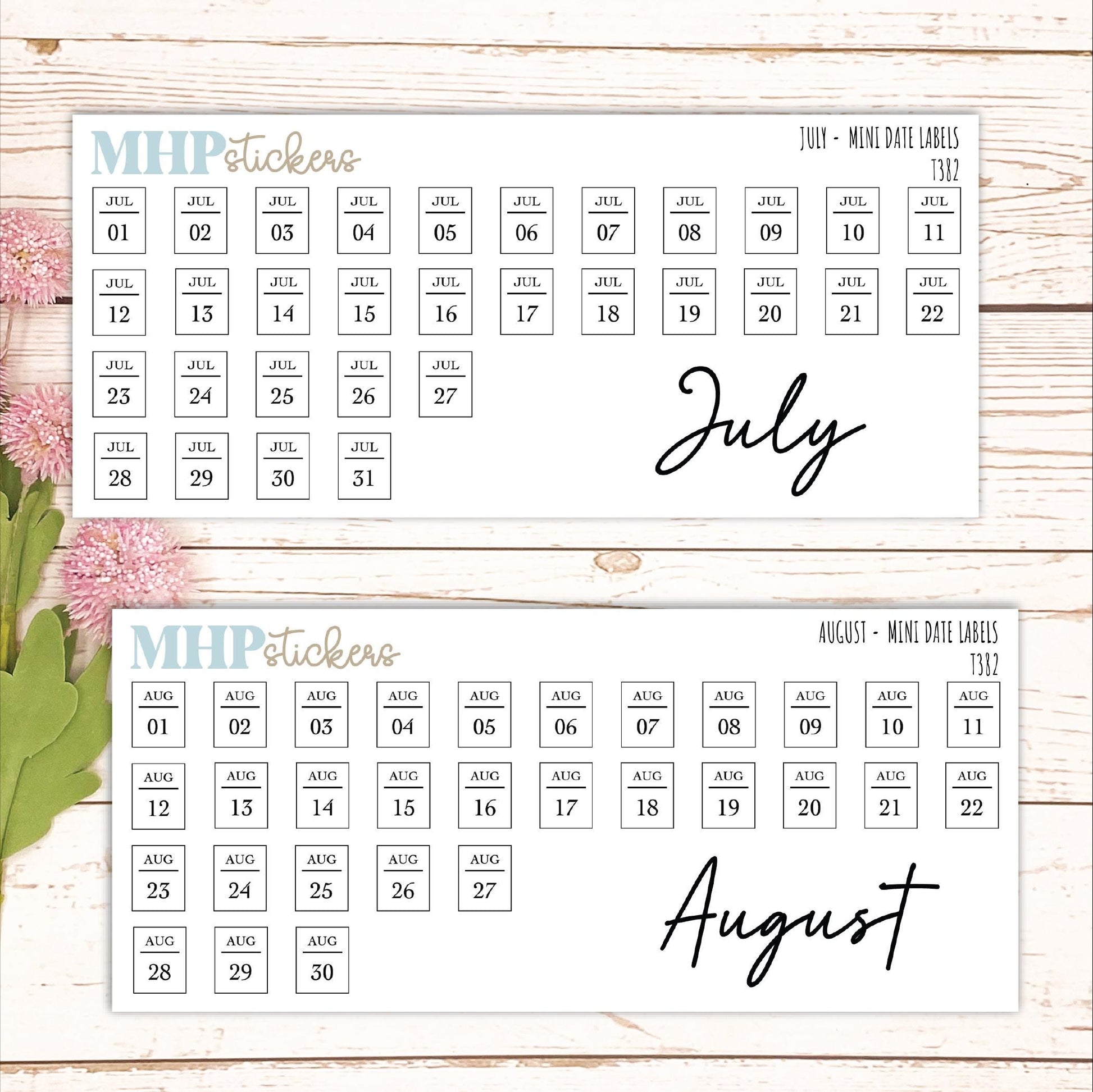 Mini Date Labels for Planners. Sticker Planners || T382