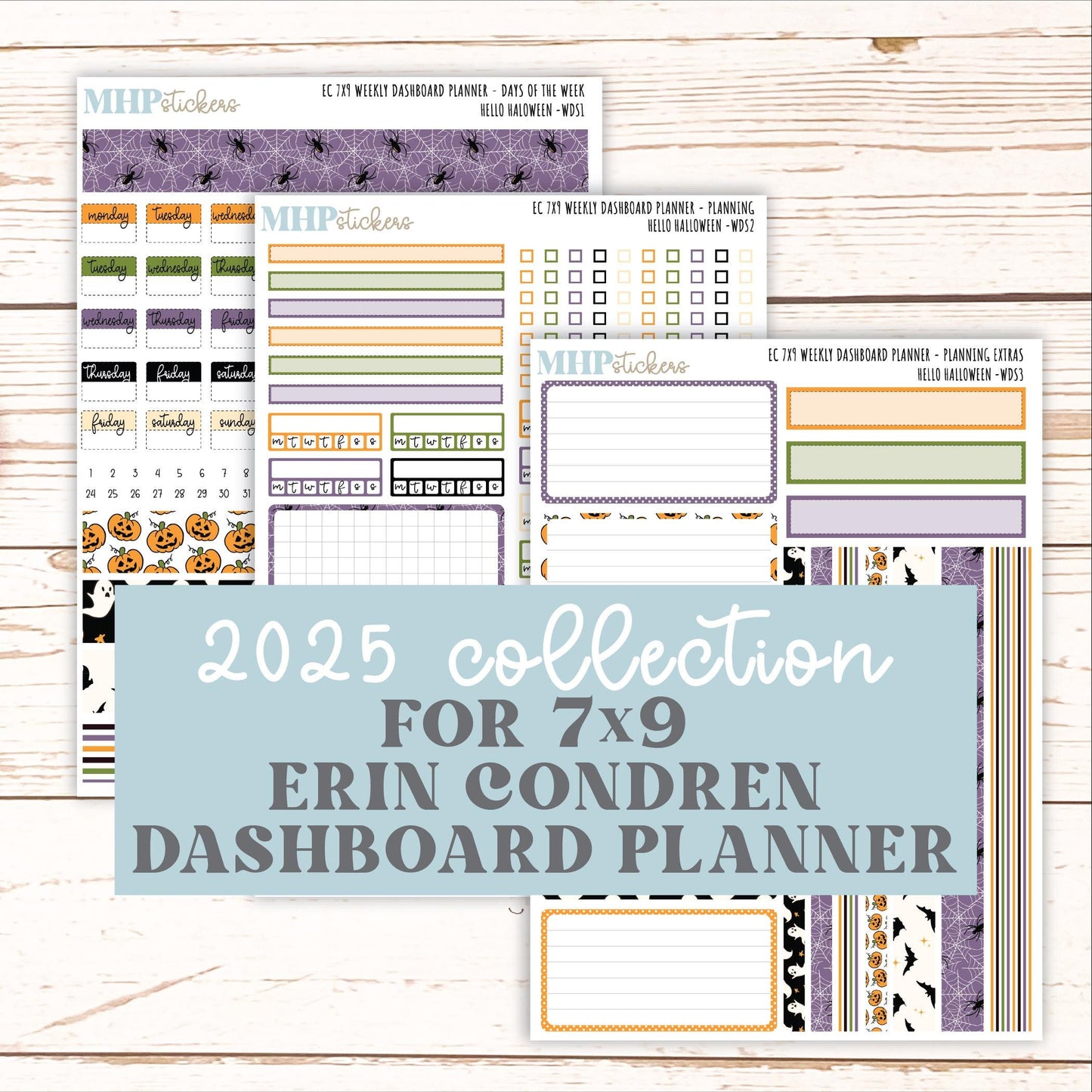 OCTOBER Weekly Dashboard Kit for 7x9 Erin Condren Planners. "Hello Halloween" || ECWDS