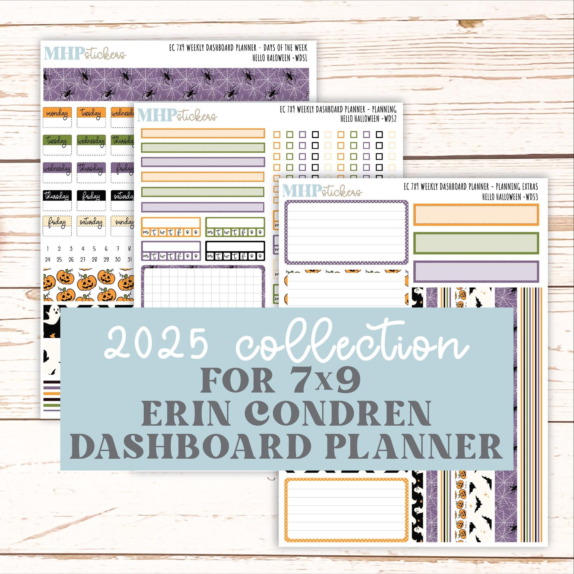 OCTOBER Weekly Dashboard Kit for 7x9 Erin Condren Planners. "Hello Halloween" || ECWDS