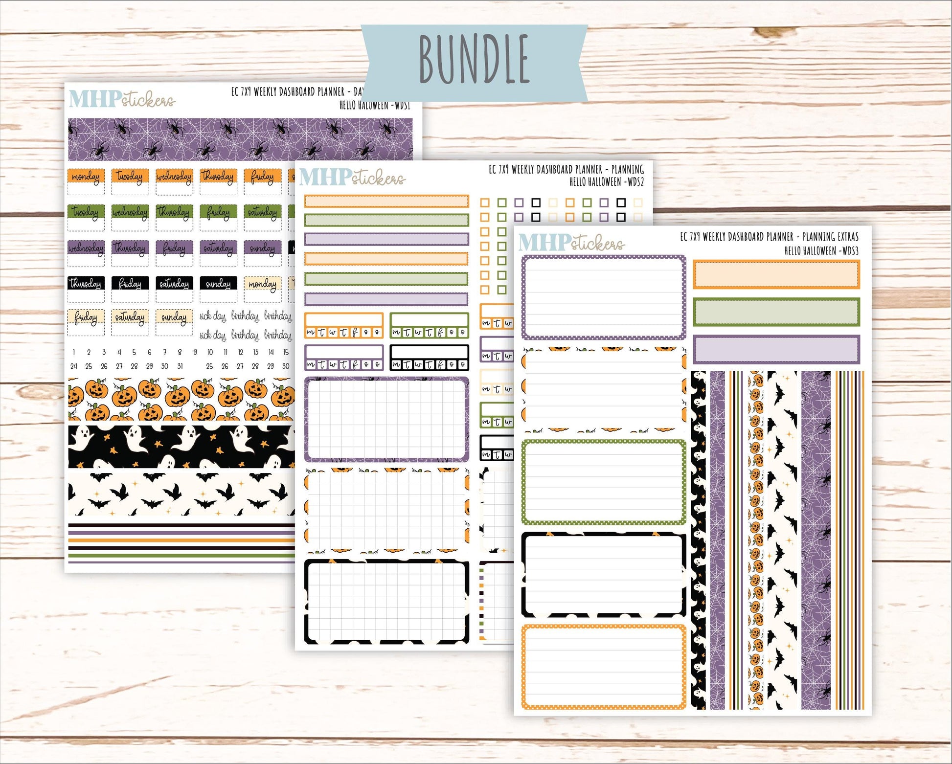 OCTOBER Weekly Dashboard Kit for 7x9 Erin Condren Planners. "Hello Halloween" || ECWDS