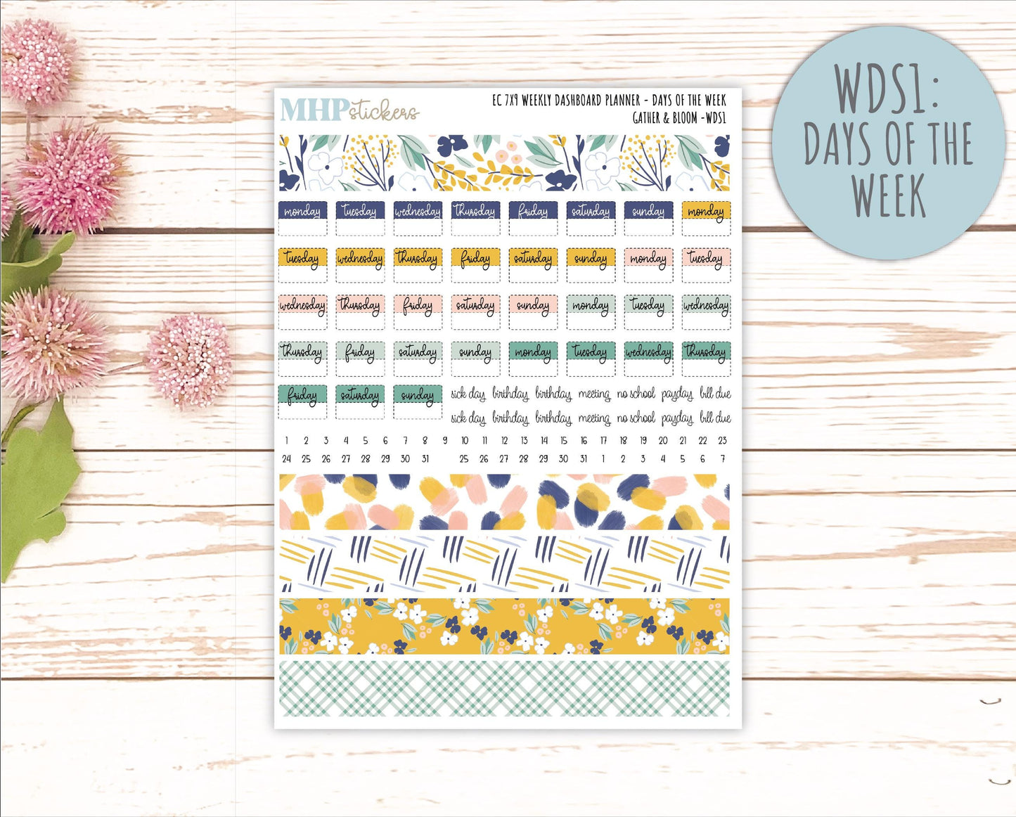 SEPTEMBER Weekly Dashboard Kit for 7x9 Erin Condren Planners. "Gather and Bloom" || ECWDS