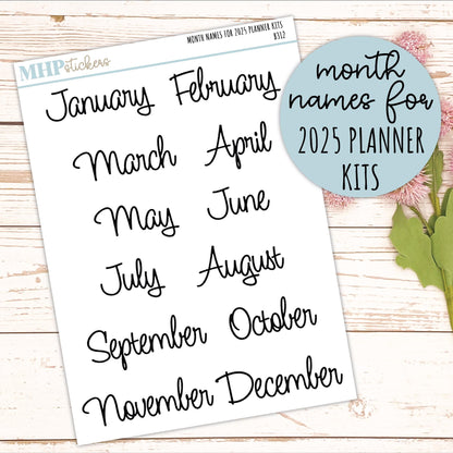 Month Stickers for 2025 Planner Kits || B312