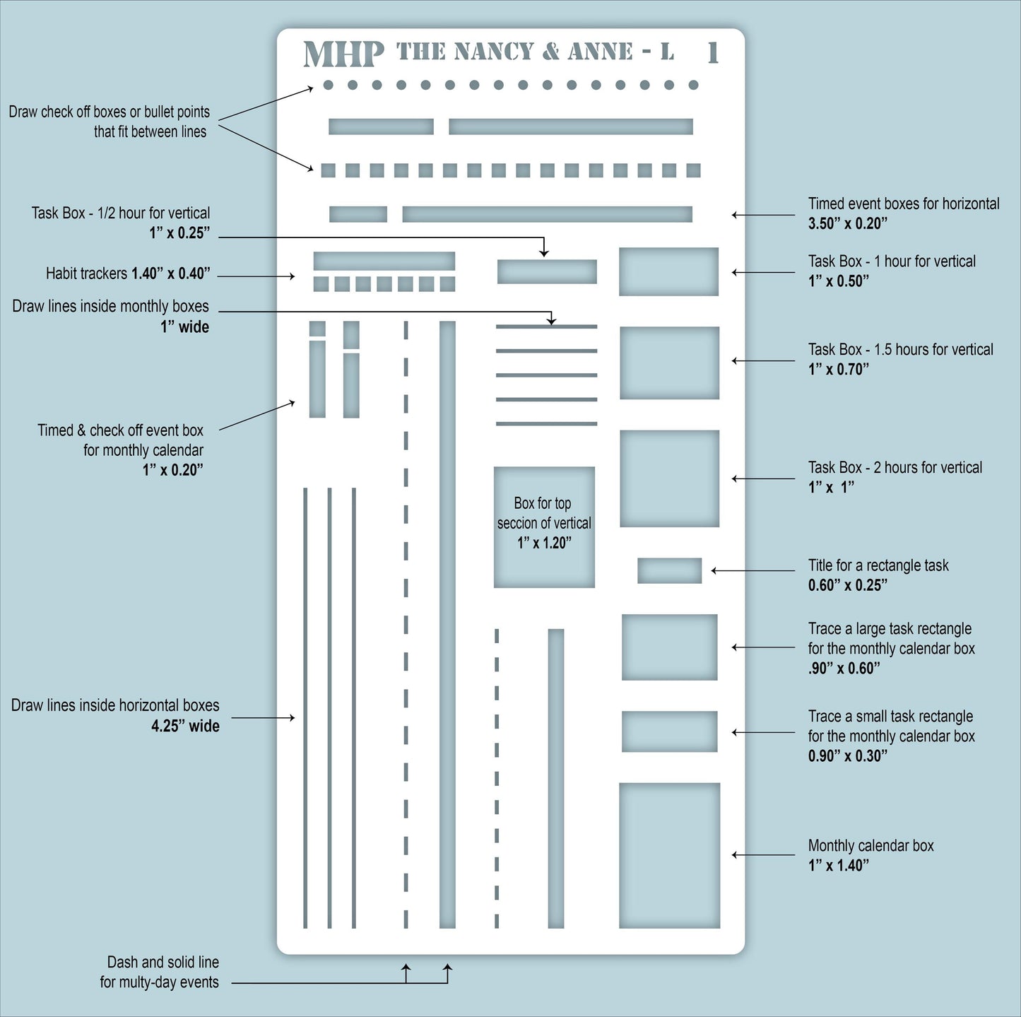 STENCIL #1 for The Large Laurel Denise's Planner The Nancy & The Anne (Formerly Original Size ) || STL