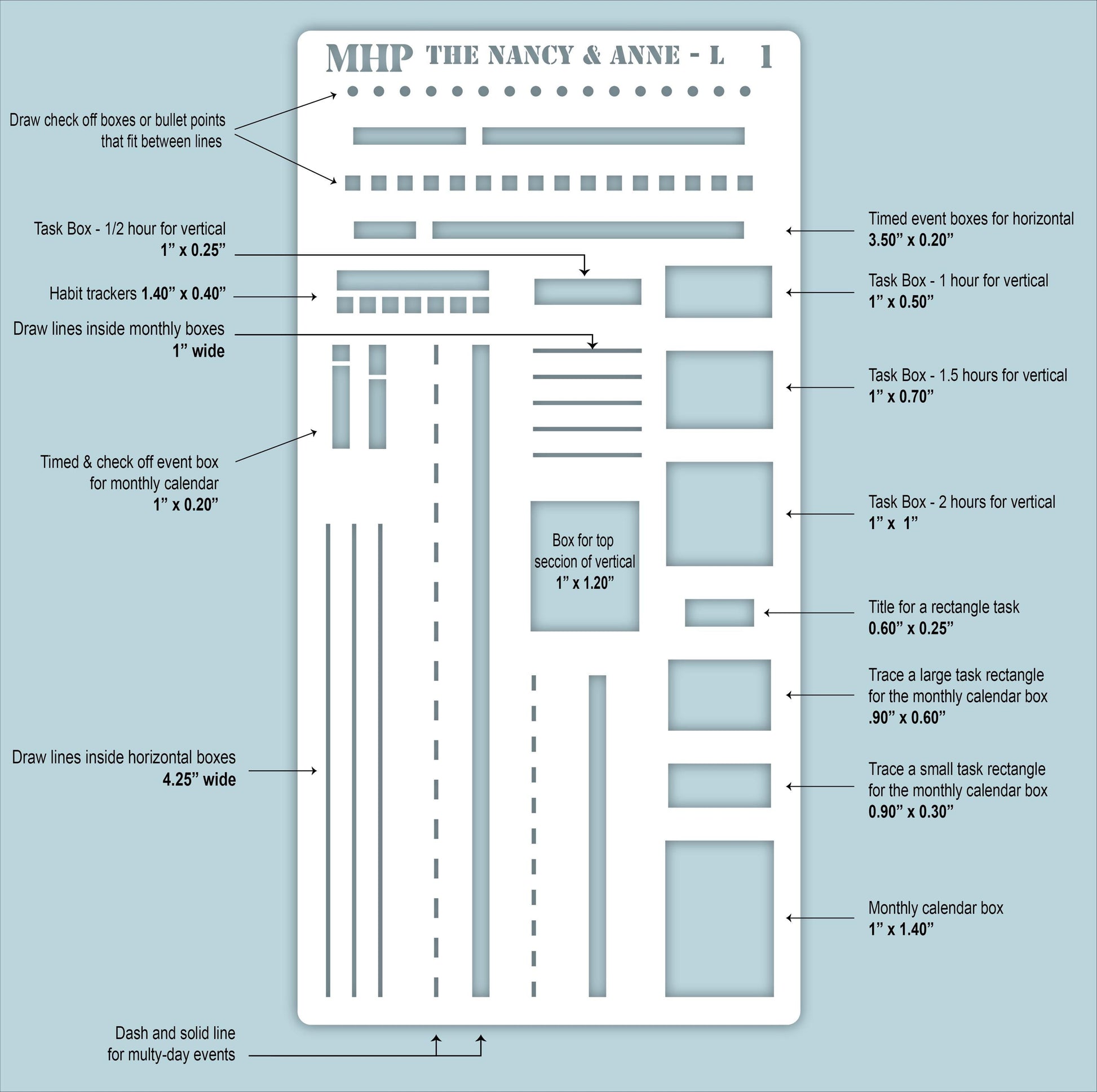 STENCIL #1 for The Large Laurel Denise's Planner The Nancy & The Anne (Formerly Original Size ) || STL