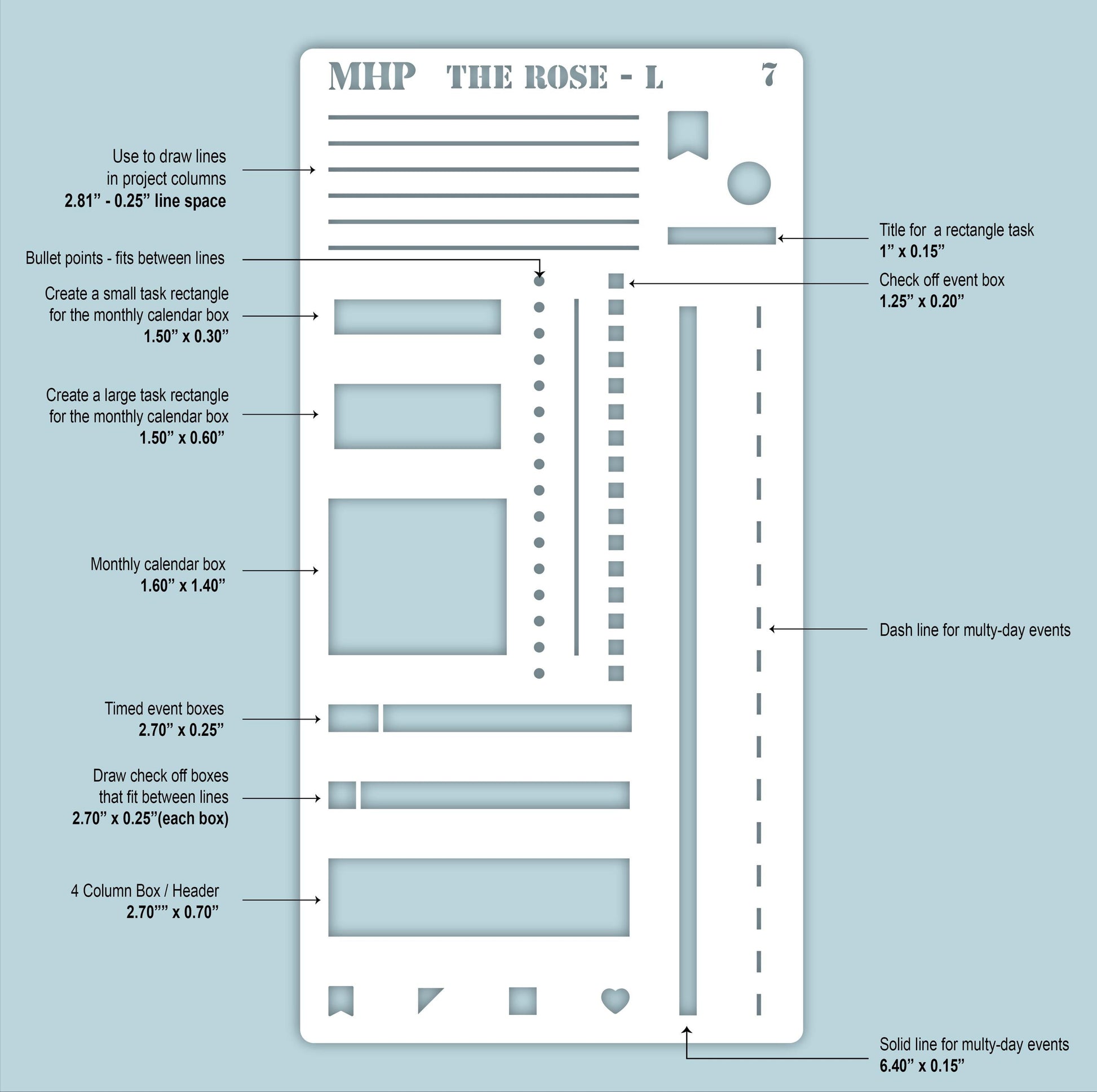 STENCIL #7 for The Large Laurel Denise's Planner The Rose (Formerly Project Planner) || STL