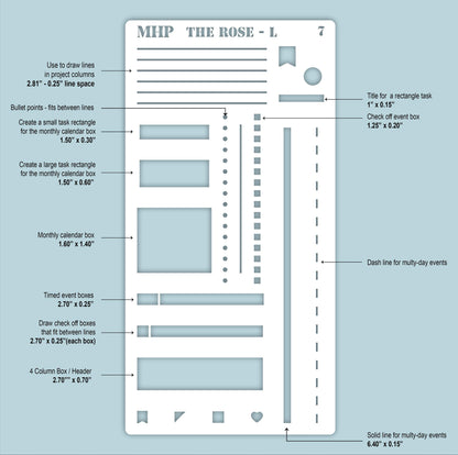 STENCIL #7 for The Large Laurel Denise's Planner The Rose (Formerly Project Planner) || STL