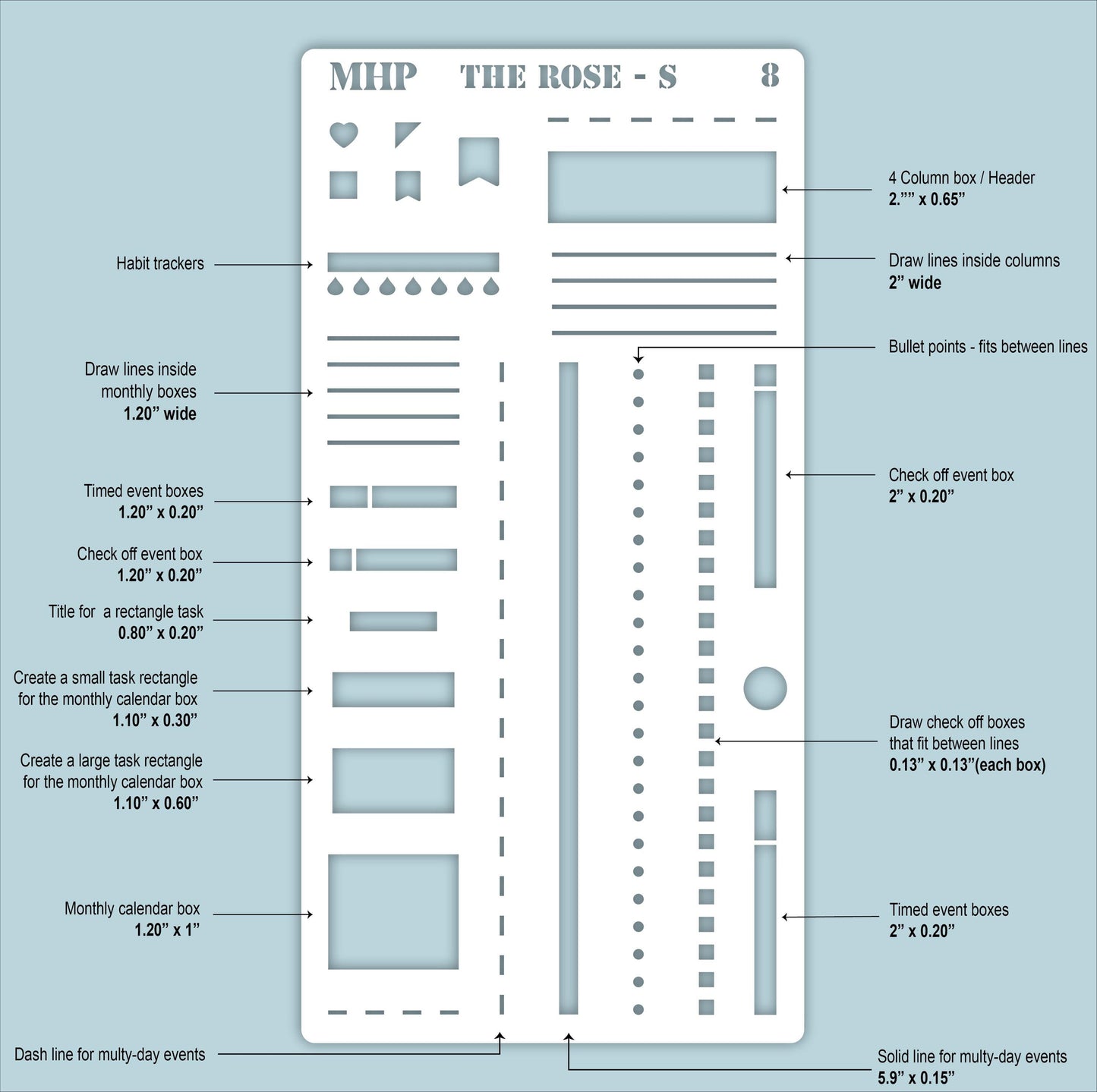 STENCIL #8 for The Small Laurel Denise's Planner The Rose (Formerly Mini Project Planner) || STL