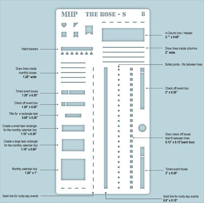 STENCIL #8 for The Small Laurel Denise's Planner The Rose (Formerly Mini Project Planner) || STL