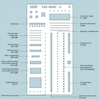 STENCIL #8 for The Small Laurel Denise's Planner The Rose (Formerly Mini Project Planner) || STL