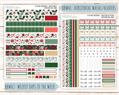DECEMBER 2025 Stickers for The Mae & The Kristy Laurel Denise Planners ( Formerly Book Bound Planner) "Berry merry XMas" || BB