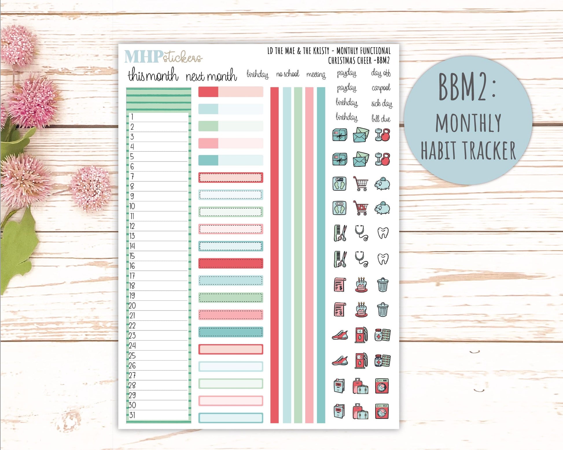 DECEMBER 2025 Stickers for The Mae & The Kristy Laurel Denise Planners ( Formerly Book Bound Planner) "Christmas Cheer" || BB