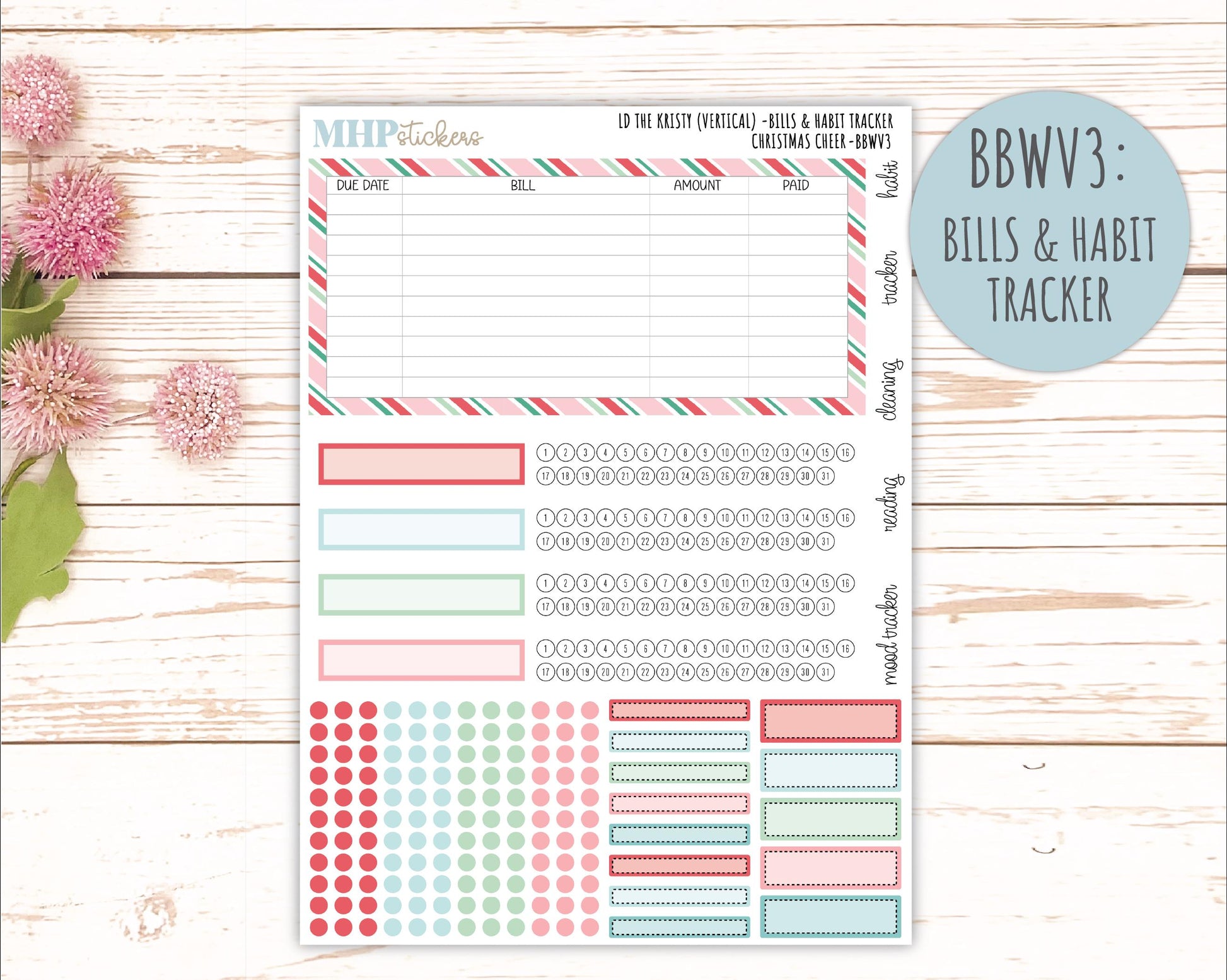 DECEMBER 2025 Stickers for The Mae & The Kristy Laurel Denise Planners ( Formerly Book Bound Planner) "Christmas Cheer" || BB