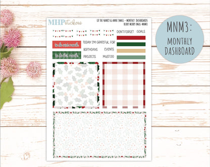 DECEMBER 2025 Stickers for Small Nancy & Anne Laurel Denise Planners. (Formerly Mini Planner) "Berry Merry Xmas" || MN
