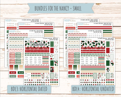 DECEMBER 2025 Stickers for Small Nancy & Anne Laurel Denise Planners. (Formerly Mini Planner) "Berry Merry Xmas" || MN