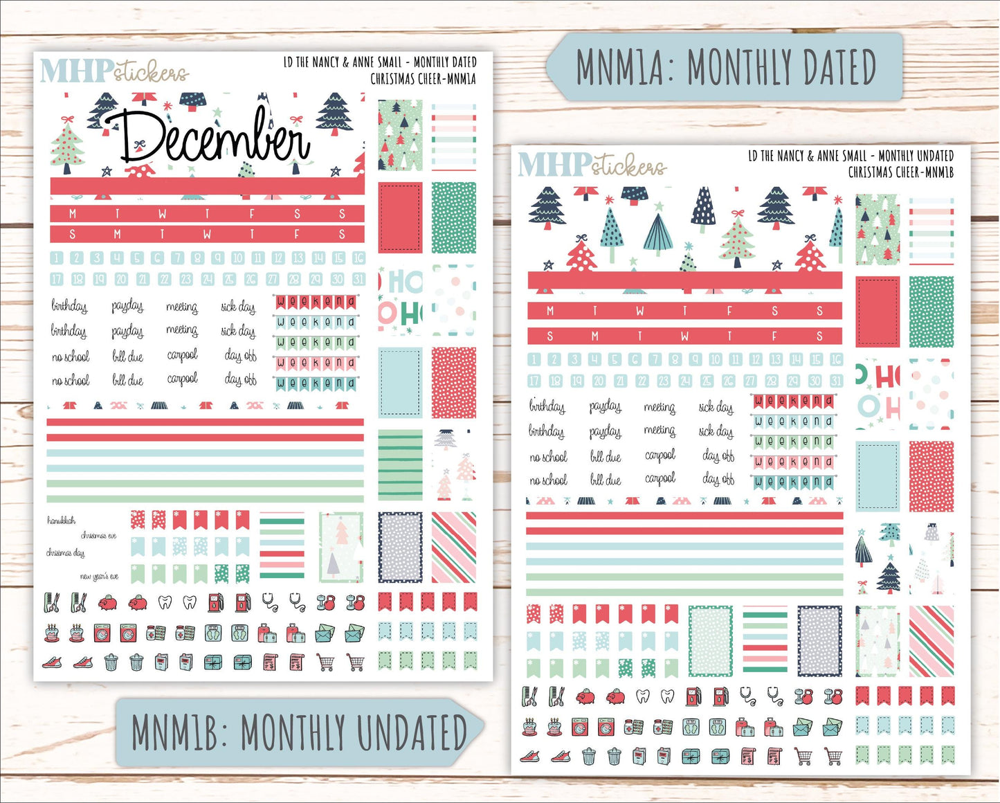 DECEMBER 2025 Stickers for Small Nancy & Anne Laurel Denise Planners. (Formerly Mini Planner) "Christmas Cheer" || MN