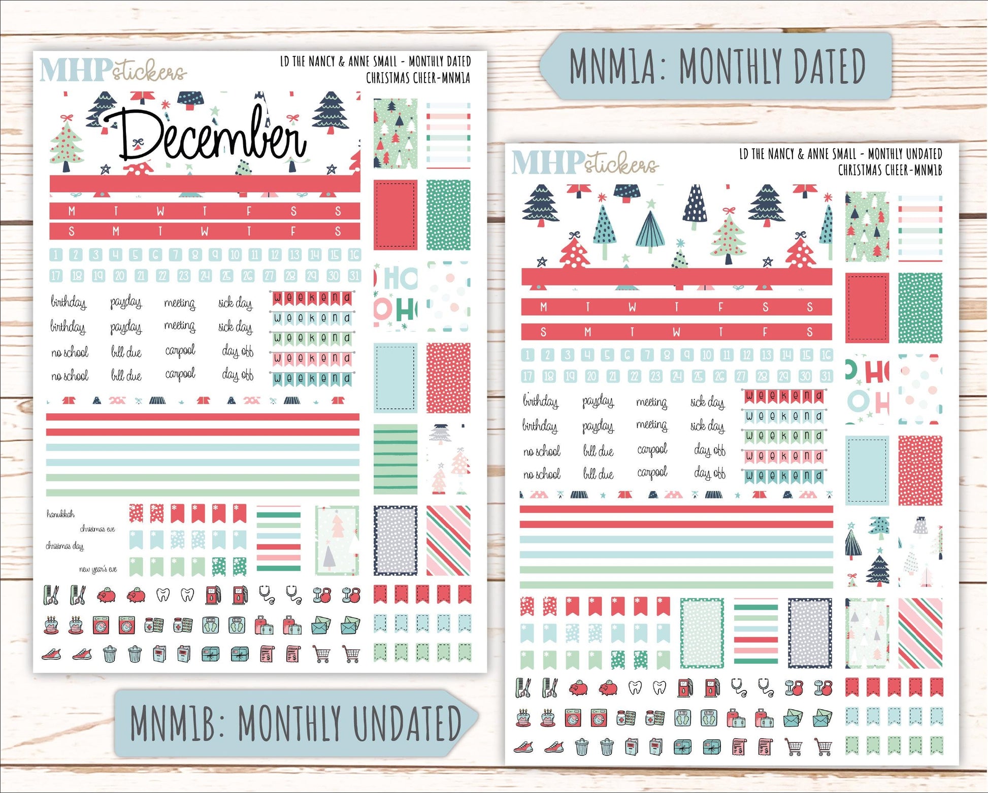 DECEMBER 2025 Stickers for Small Nancy & Anne Laurel Denise Planners. (Formerly Mini Planner) "Christmas Cheer" || MN