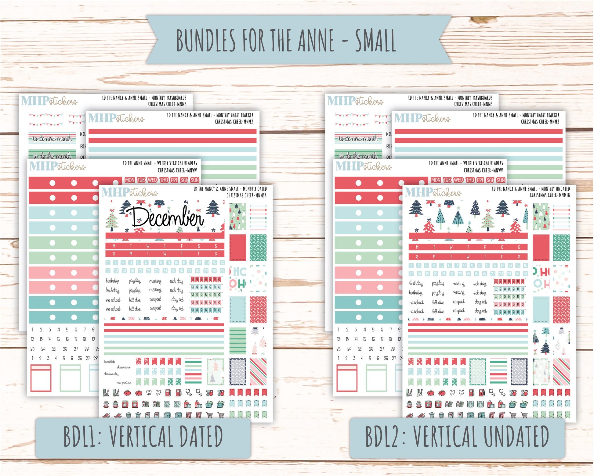 DECEMBER 2025 Stickers for Small Nancy & Anne Laurel Denise Planners. (Formerly Mini Planner) "Christmas Cheer" || MN