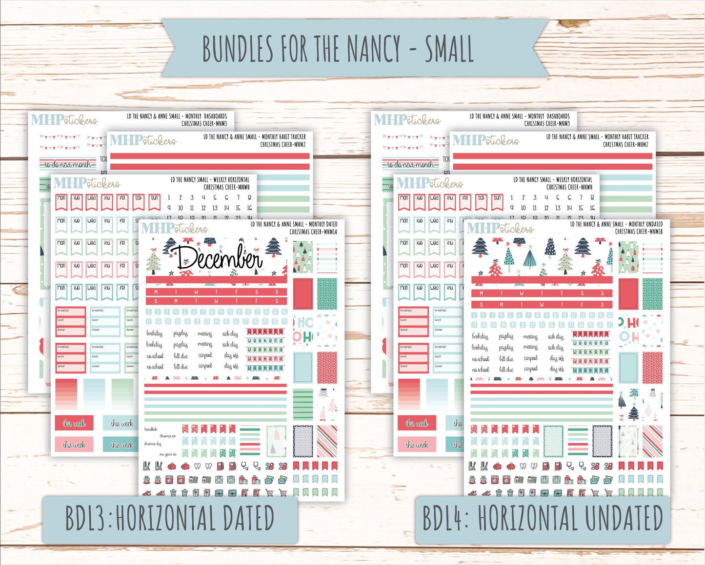 DECEMBER 2025 Stickers for Small Nancy & Anne Laurel Denise Planners. (Formerly Mini Planner) "Christmas Cheer" || MN