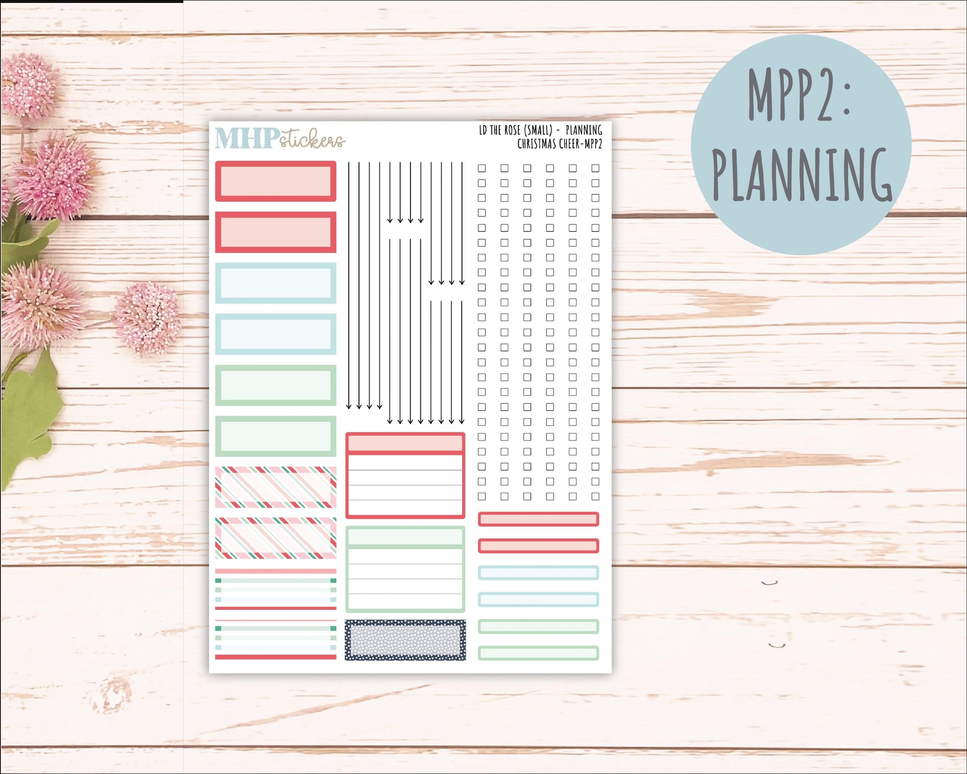 DECEMBER 2025 Stickers for The Rose Small Laurel Denise Planner (Formerly Mini Project Planner) "Christmas Cheer" || MPP