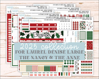 DECEMBER 2025 Stickers for Large-size Horizontal & Vertical Laurel Denise Planners. (Formerly Original Size) "Berry Merry Xmas" || OG