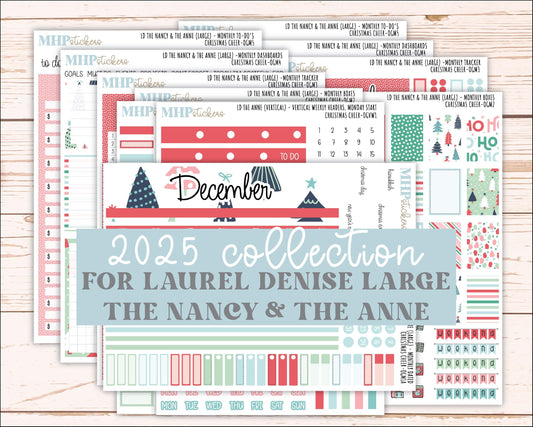 DECEMBER 2025 Stickers for Large-size Horizontal & Vertical Laurel Denise Planners. (Formerly Original Size) "Christmas Cheer" || OG