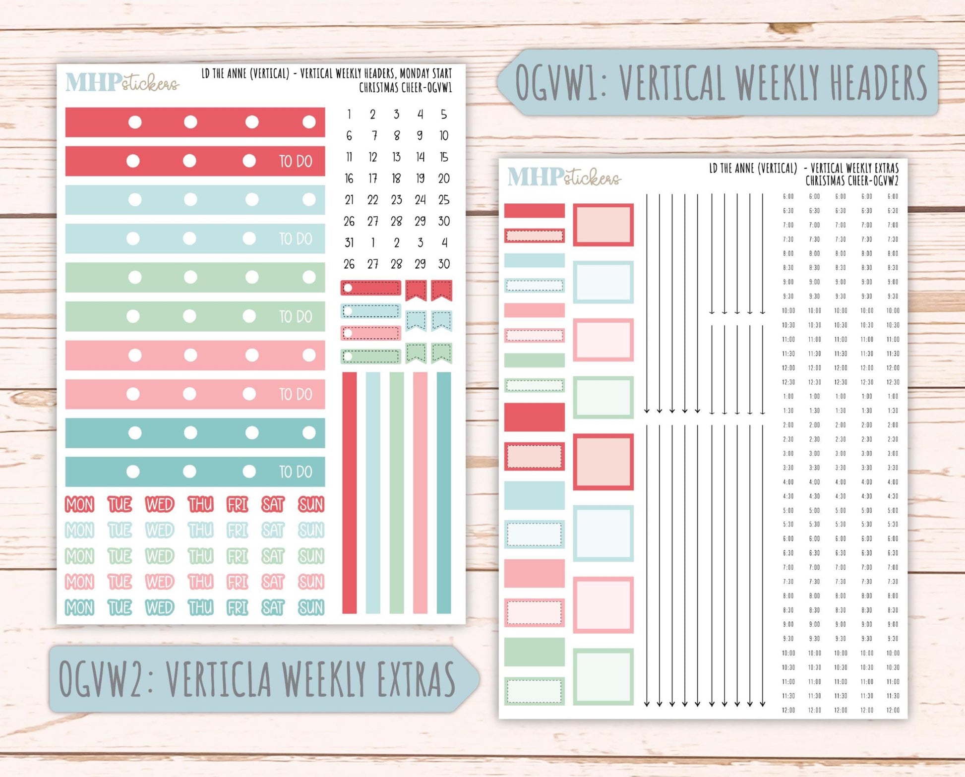 DECEMBER 2025 Stickers for Large-size Horizontal & Vertical Laurel Denise Planners. (Formerly Original Size) "Christmas Cheer" || OG
