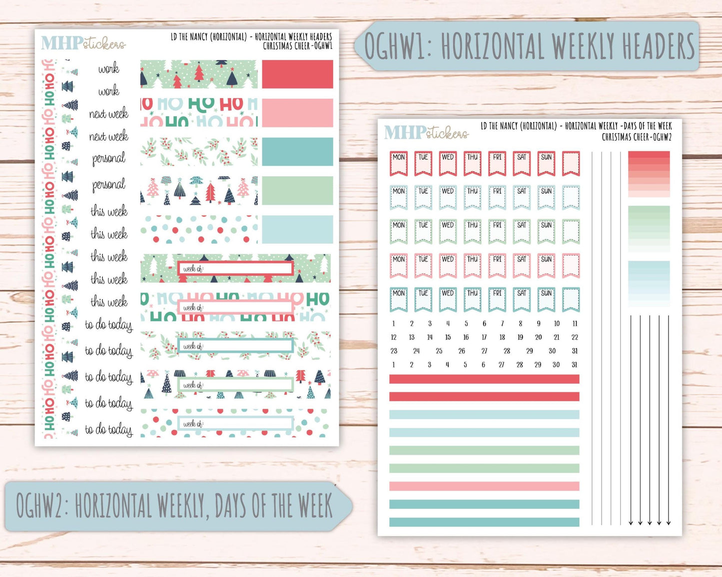 DECEMBER 2025 Stickers for Large-size Horizontal & Vertical Laurel Denise Planners. (Formerly Original Size) "Christmas Cheer" || OG