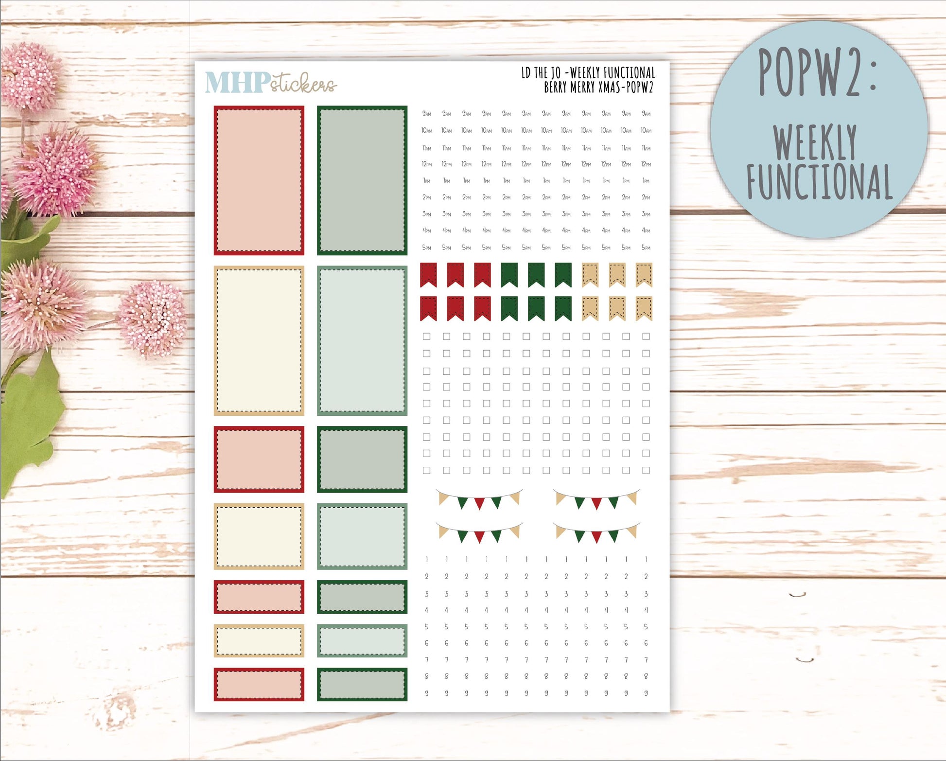DECEMBER 2025 Stickers for The Jo Laurel Denise Planner (Formerly Pop-Up Planner) "Berry Merry Xmas" || POP