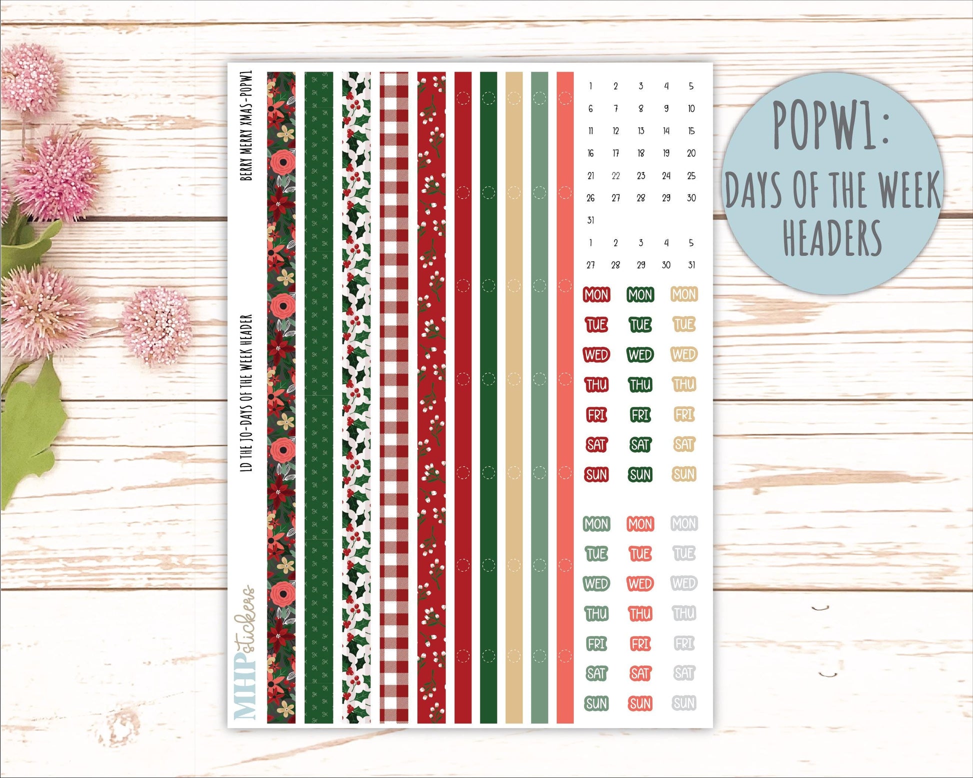 DECEMBER 2025 Stickers for The Jo Laurel Denise Planner (Formerly Pop-Up Planner) "Berry Merry Xmas" || POP