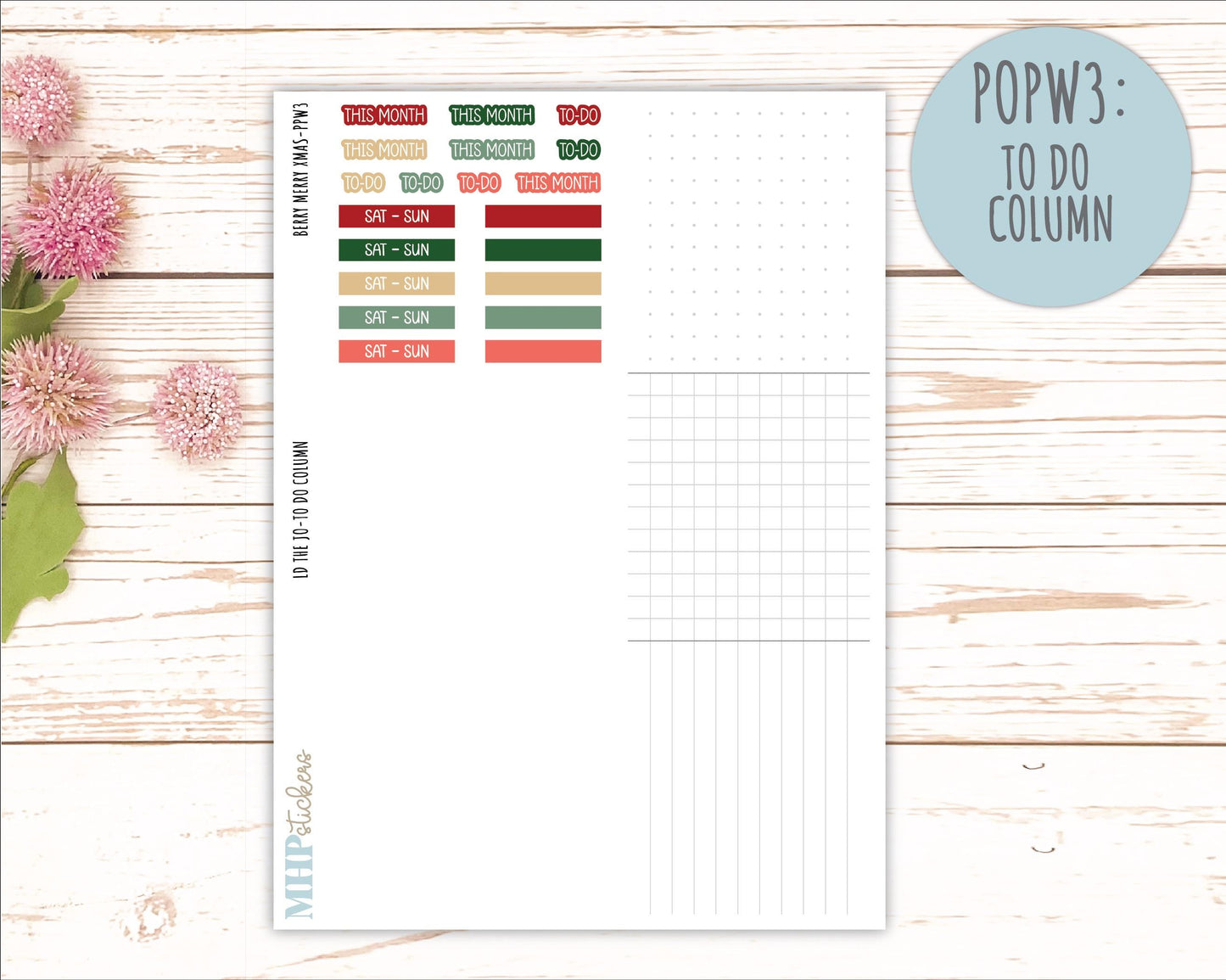 DECEMBER 2025 Stickers for The Jo Laurel Denise Planner (Formerly Pop-Up Planner) "Berry Merry Xmas" || POP