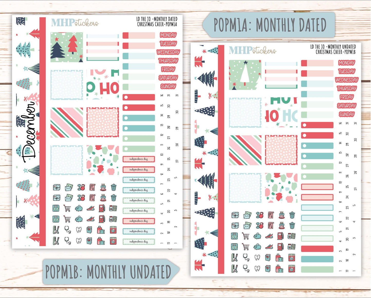 DECEMBER 2025 Stickers for The Jo Laurel Denise Planner (Formerly Pop-Up Planner) "Christmas Cheer" || POP
