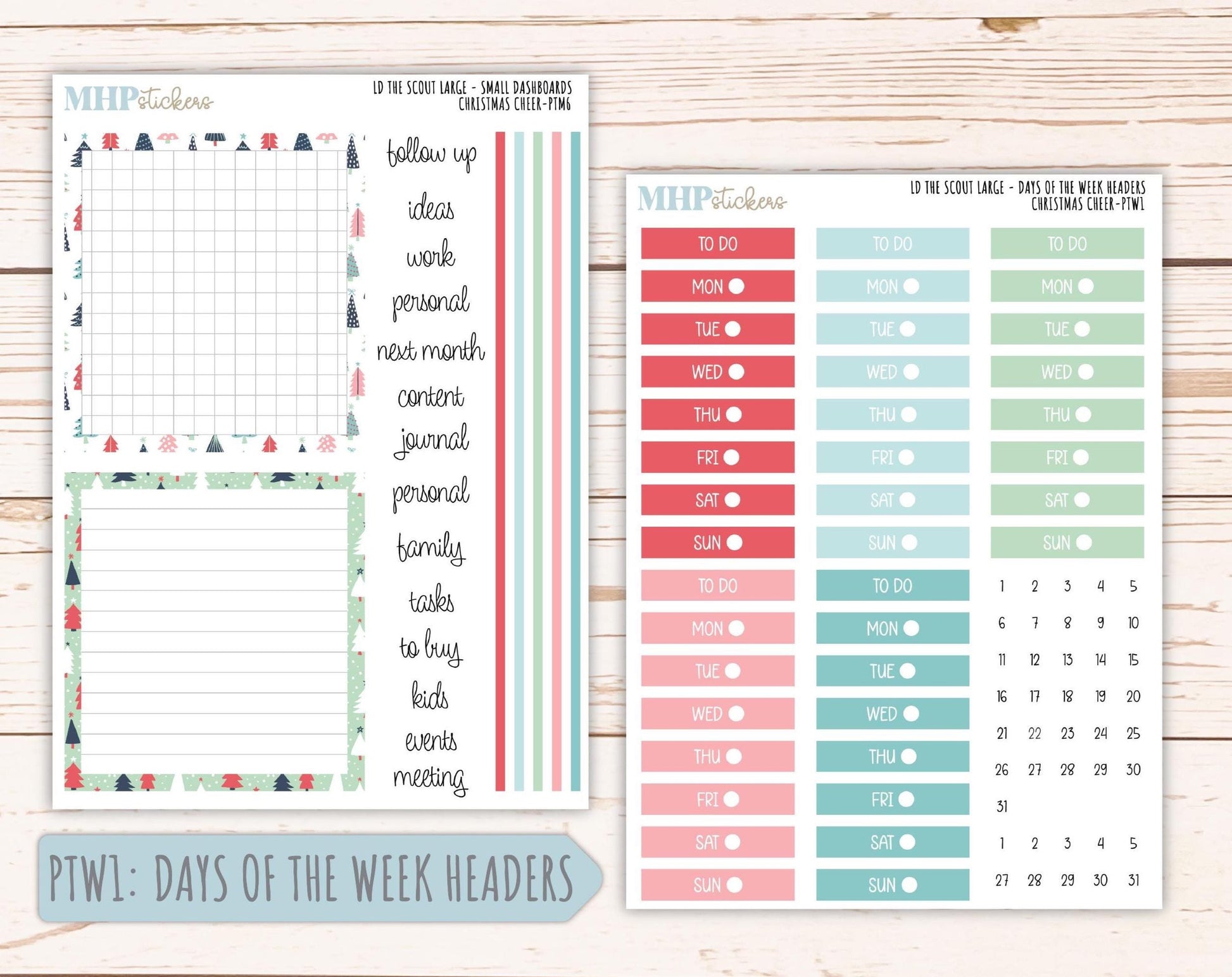 DECEMBER 2025 Stickers for the Large Laurel Denise Scout Planner (formerly Portrait Planner) "Christmas Cheer" || PT