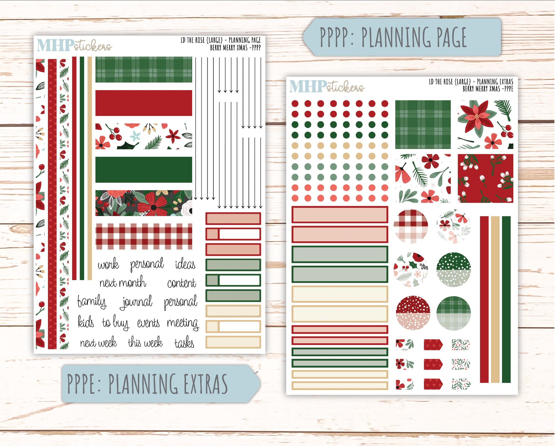 DECEMBER Stickers for the large Laurel Denise Rose Planner (Formerly Project Planner) "Berry Merry Xmas" || PP