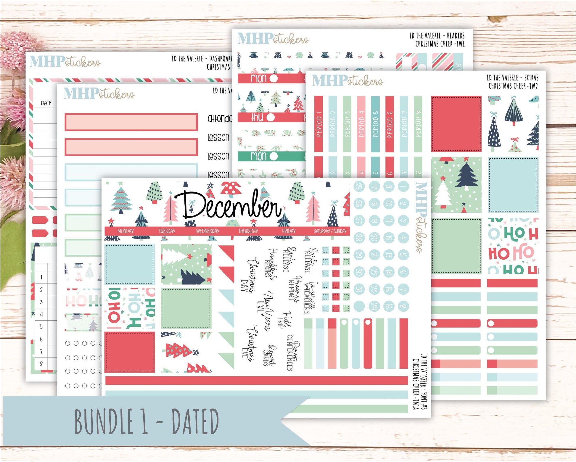 DECEMBER Stickers for The Valerie Laurel Denise Planner (Formerly Teacher Planner) "Christmas Cheer" || TC