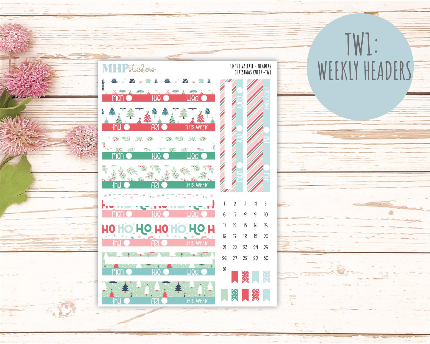DECEMBER Stickers for The Valerie Laurel Denise Planner (Formerly Teacher Planner) "Christmas Cheer" || TC