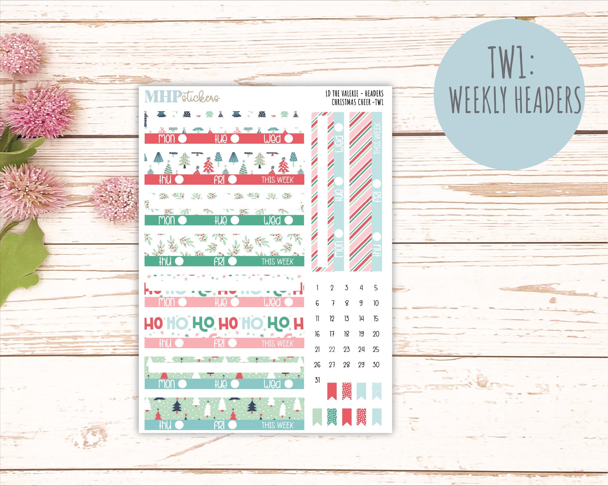 DECEMBER Stickers for The Valerie Laurel Denise Planner (Formerly Teacher Planner) "Christmas Cheer" || TC