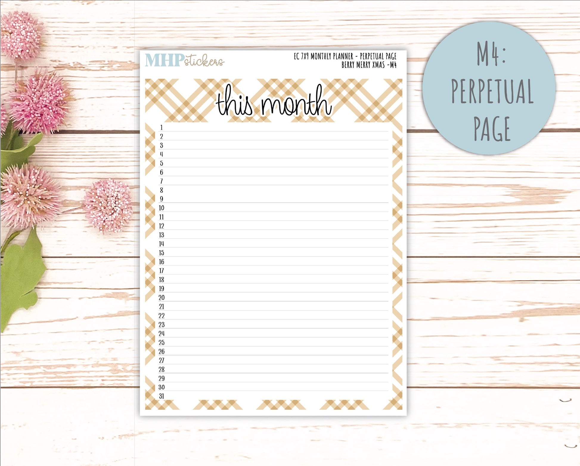 DECEMBER MONTHLY Kit for 7x9 Erin Condren Planners. 2025 Collection "Berry Merry Xmas" || ECM