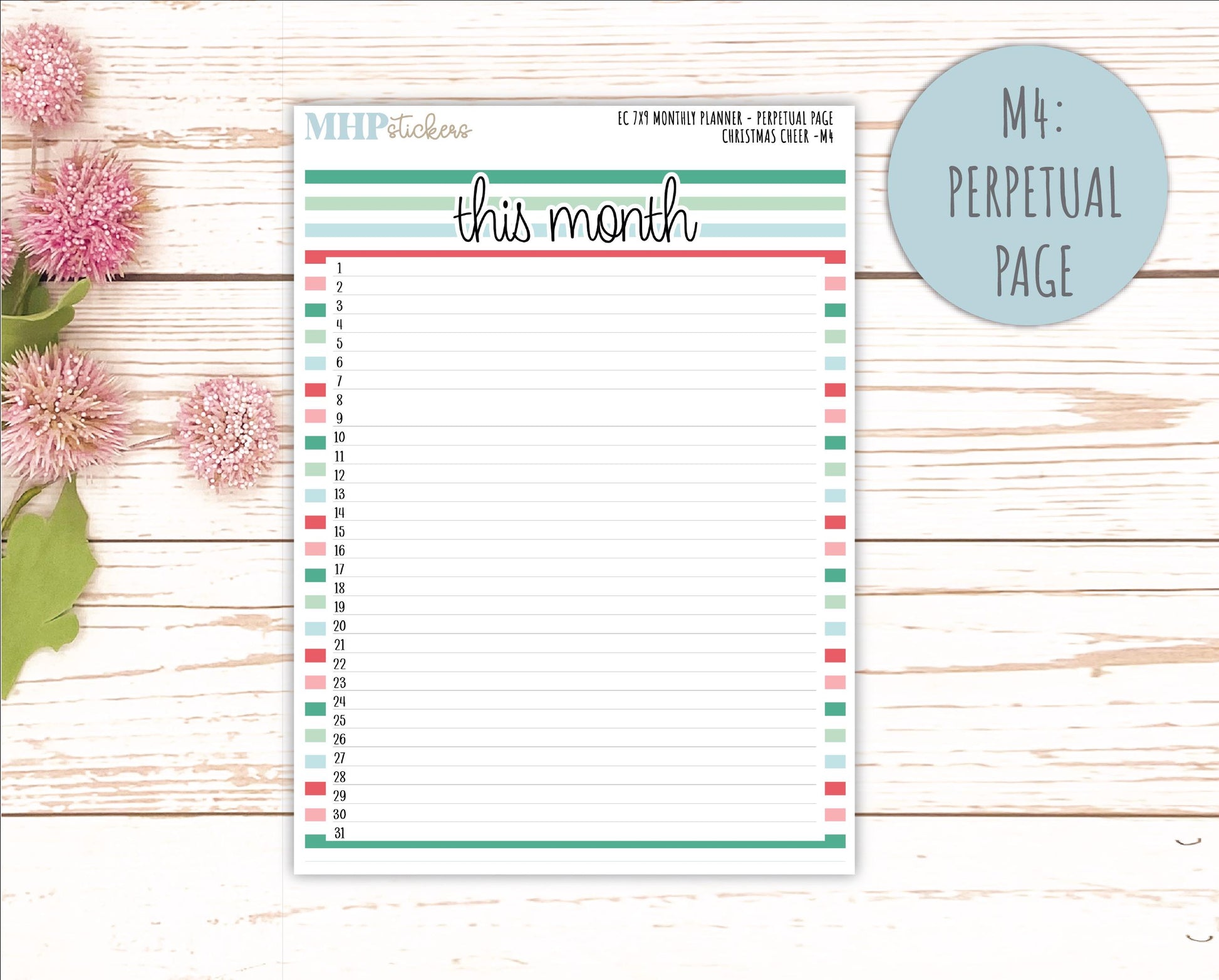 DECEMBER MONTHLY Kit for 7x9 Erin Condren Planners. 2025 Collection "Christmas Cheer" || ECM