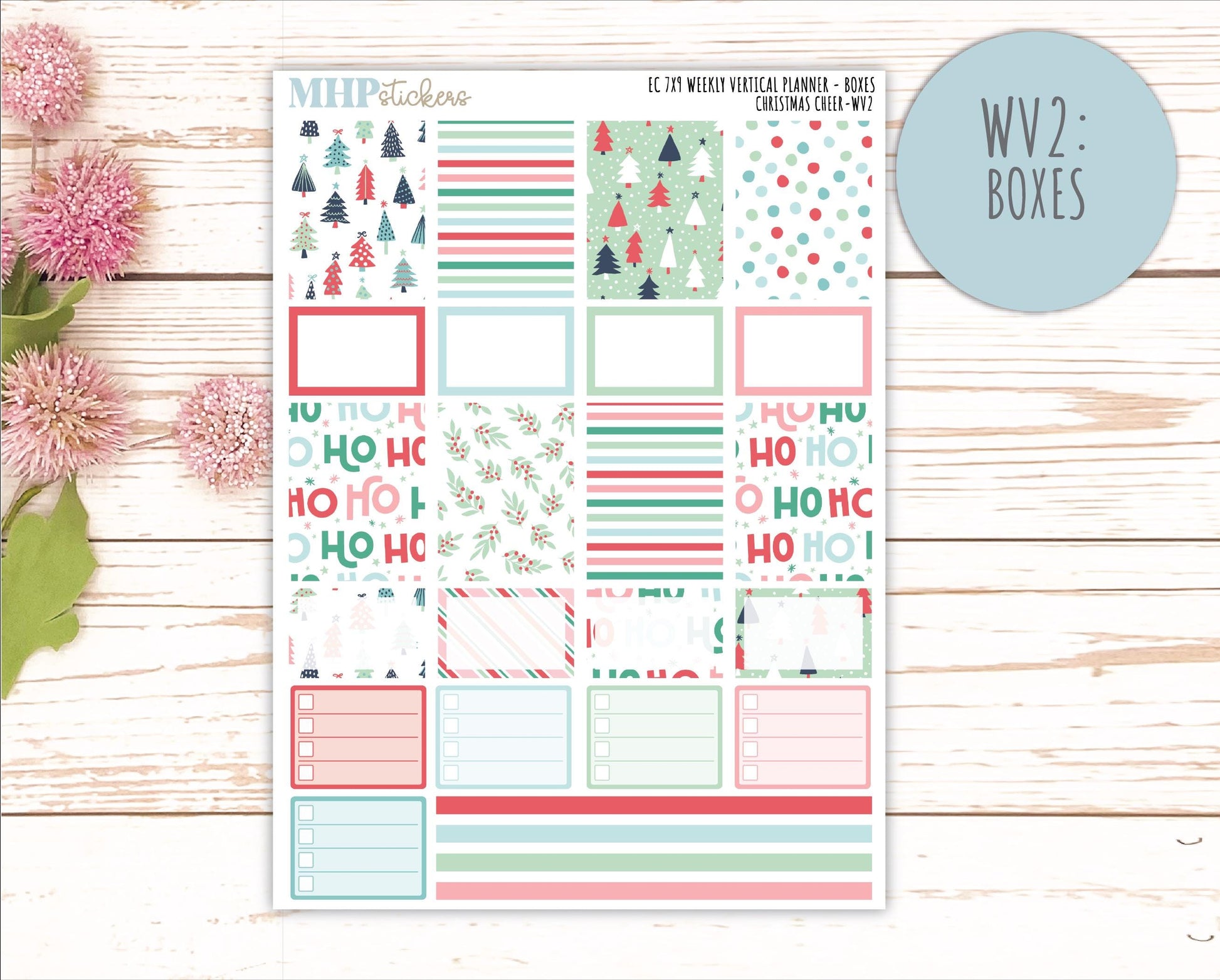 DECEMBER Weekly Vertical Kits for 7x9 Erin Condren Planners. "Christmas Cheer" || ECWV