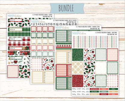 DECEMBER Weekly Horizontal Planning Kit for 7x9 Erin Condren Planners. "Berry Merry Xmas" || ECWH