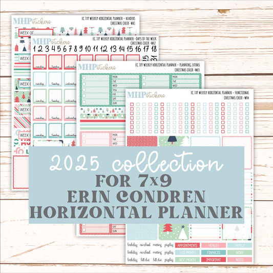 DECEMBER Weekly Horizontal Planning Kit for 7x9 Erin Condren Planners. "Christmas Cheer" || ECWH