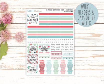 DECEMBER Weekly Hourly Planning Kits for 7x9 Erin Condren Planners. "Christmas Cheer" || ECWHR