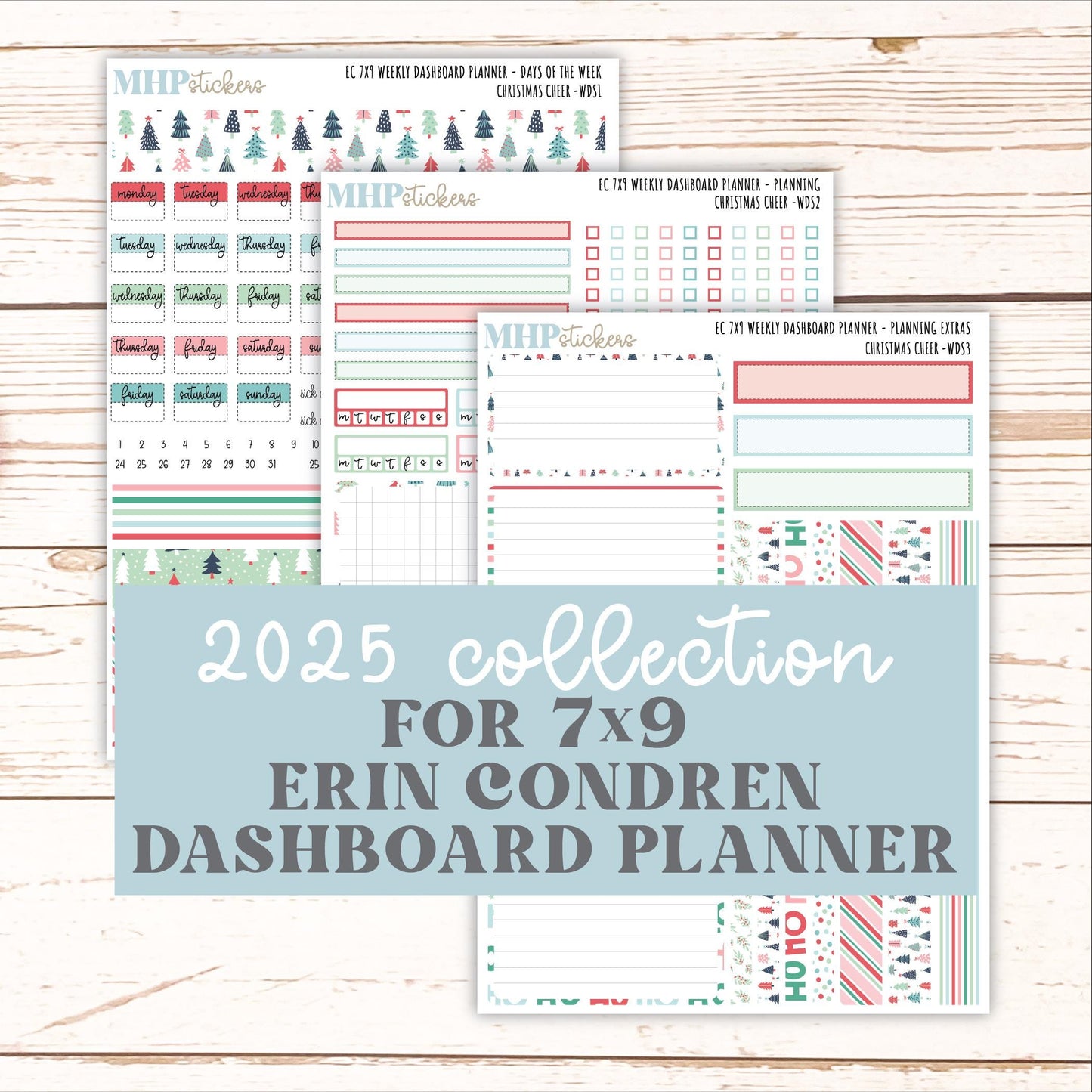 DECEMBER Weekly Dashboard Kit for 7x9 Erin Condren Planners. "Christmas Cheer" || ECWDS